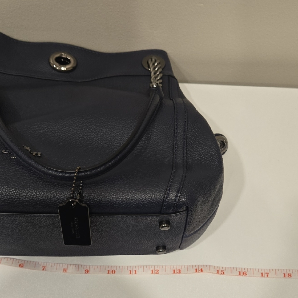 Coach Midnight Blue Leather Shoulder Bag - Picture 15 of 16
